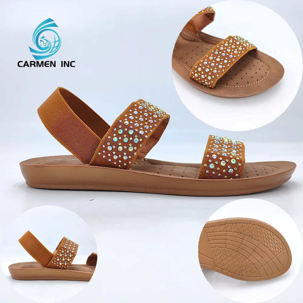 Fashion Hot Sell Cheap Womens Flat Sandals for Women Comfortable Sandals Shoe Box PU Customized Ankle Strap Women Girls Ladies