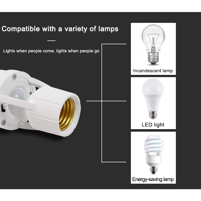 110V-220V Smart E27 Bulb Socket Adapter Infrared PIR Human Body Motion Sensor Light Detector Lamp Lamp Holders Lamp Bases