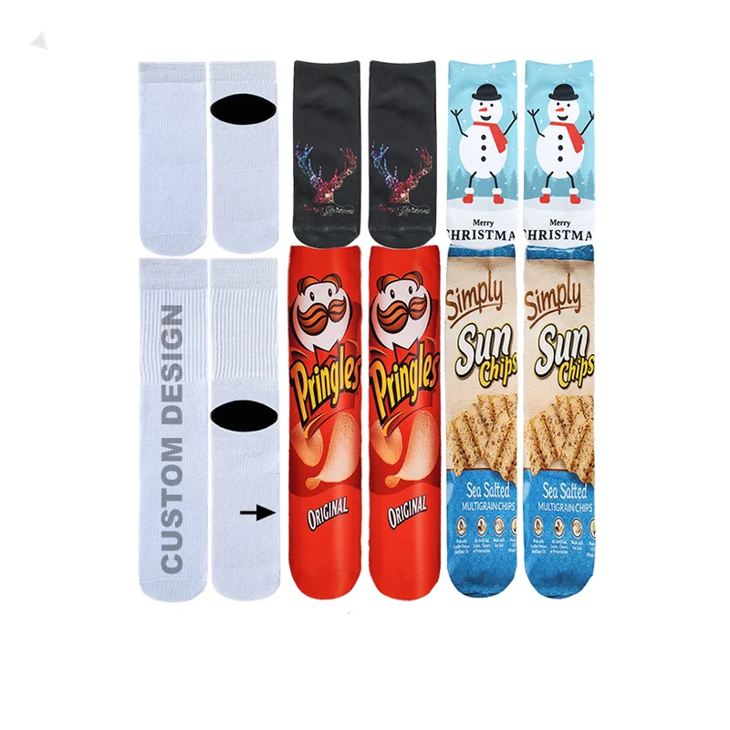 KT1 Custom Design Logo Polyester Cotton Sublimation Socks Blank Sublimation Socks Calcetines Sublimation