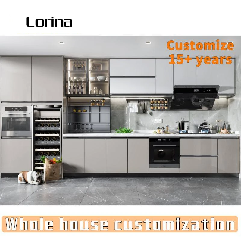 Modern Designs High End Affordable Custom Furniture Used Small Full White L Shaped Melamine Kitchen Cabinets From China