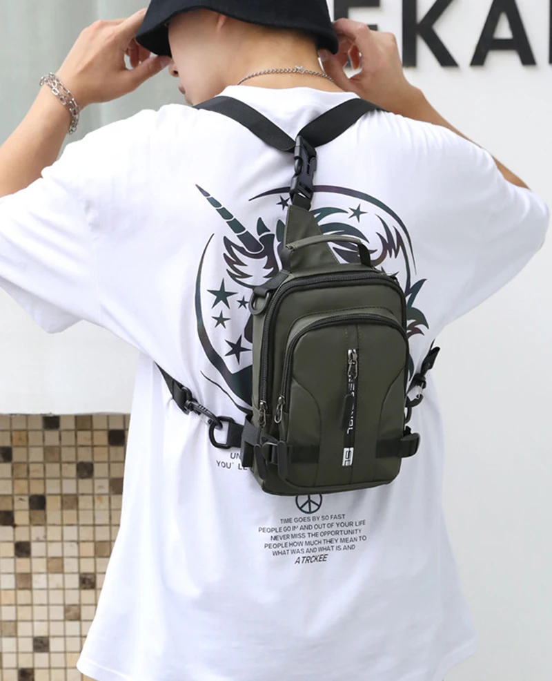 Wholesale Cross Body Shoulder Bag Casual Fashion Travel Small Backpack Men Messenger Chest Bag With USB Charging Port