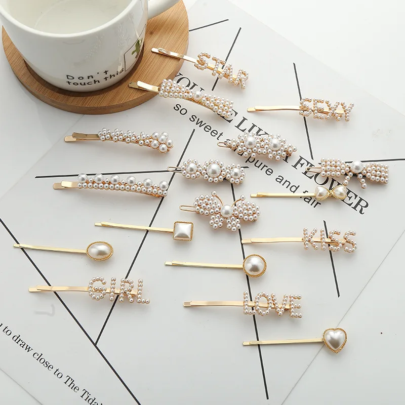 Go Party Hot Sale Multi Style Pearl Crystal Hair Clips Crown Butterfly Letters Sexy Love HairPins Hairgrip Barrette Hairclip