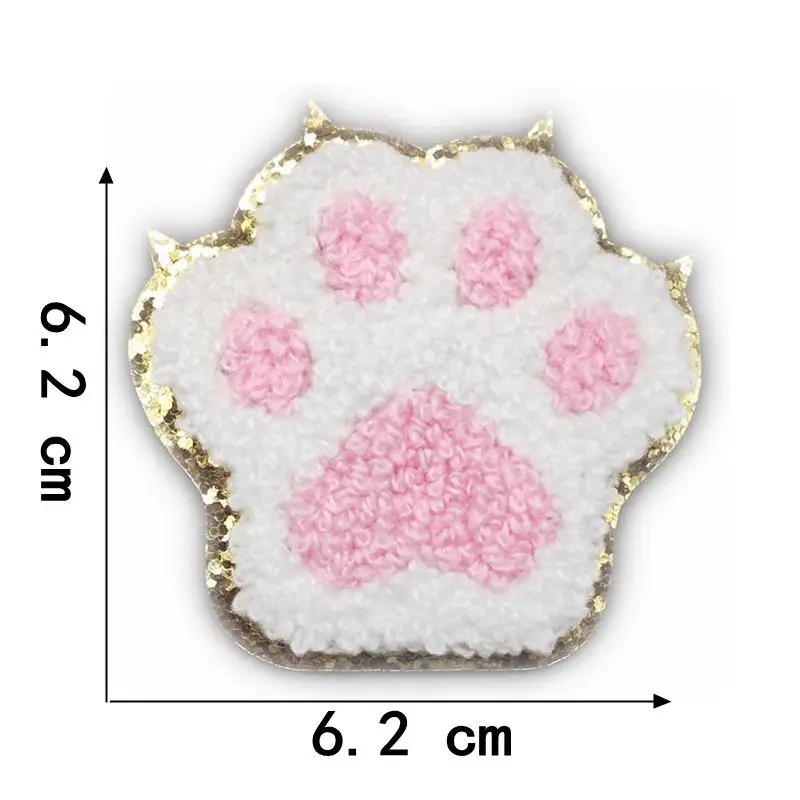 Glitter Chenille Paw Patches Chenille Patches Heat Press Patches