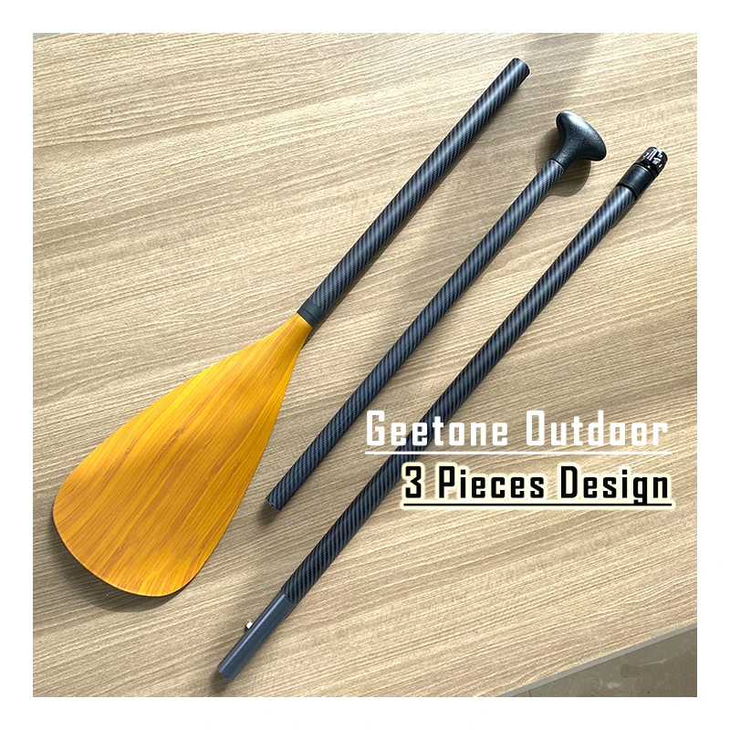 Geetone Fiberglass Bamboo Paddle For SUP Paddle Boards Fiber-glass shaft carbon Skin Wooden Bamboo Blade Coated 1.8-2.2m 3pieces