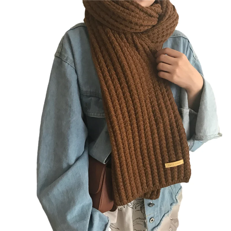 Soft Smooth Feeling European American Stylish Classic Casual Plain Dyed Warm Keeping Knitted Long Scarf