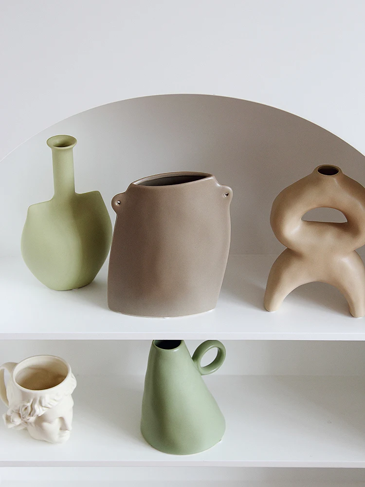 Custom Living Room Large morandi Modern Nordic Style Matte Colorful Flower Ceramic Vase for Wedding Home Decor