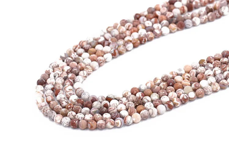 Natural Round 8mm 10mm Matte Mexican Crazy Lace Agate Loose Stone Beads Strand for  Bracelet Necklace Jewelry Making