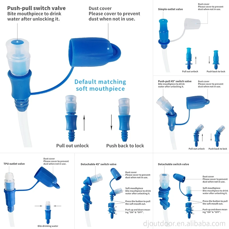 DJ011 climbing running water bag TPU BPA free 2 liter hydration bladder 1.5 liter water bladder PEVA