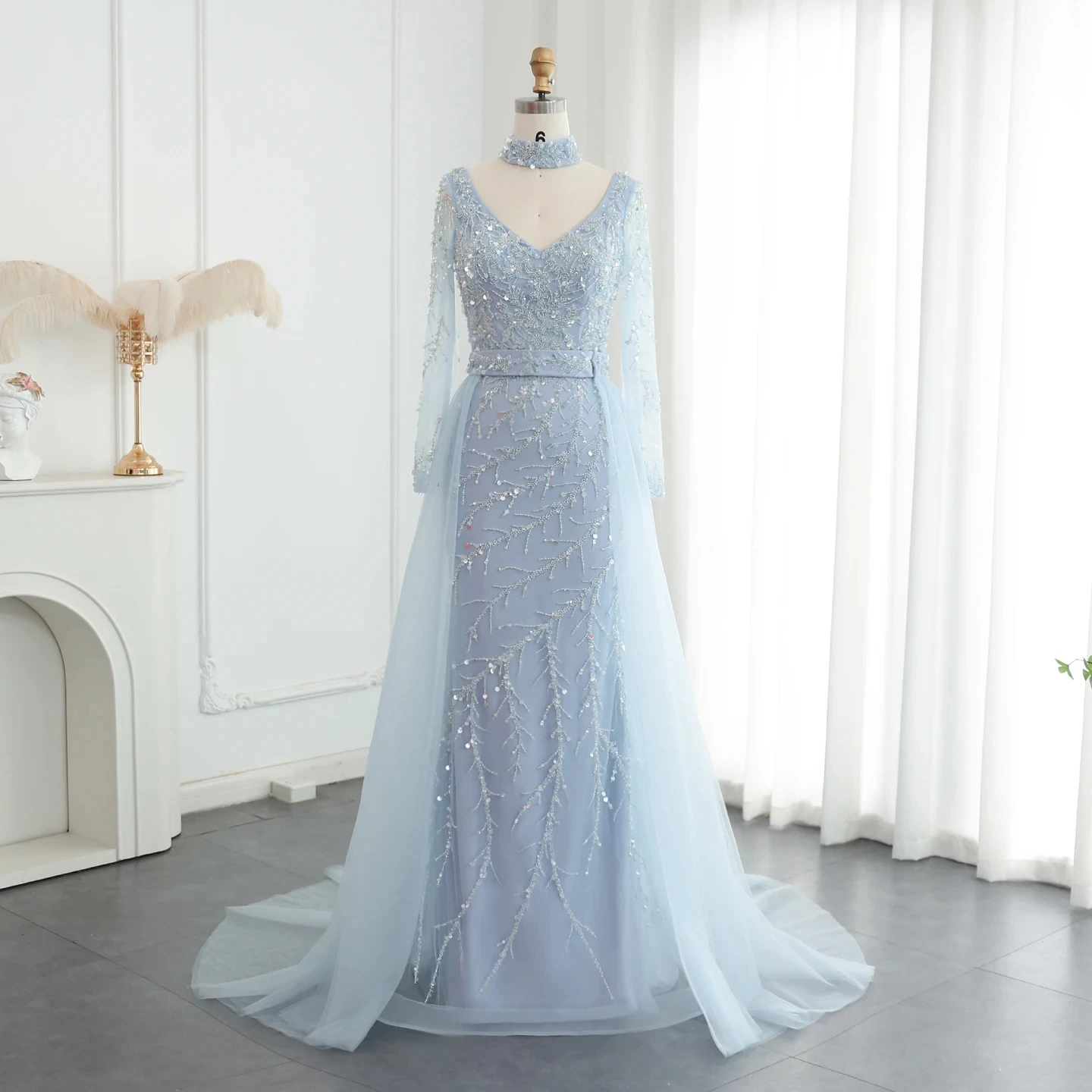 Luxury Beaded Mermaid Orange Evening Dress