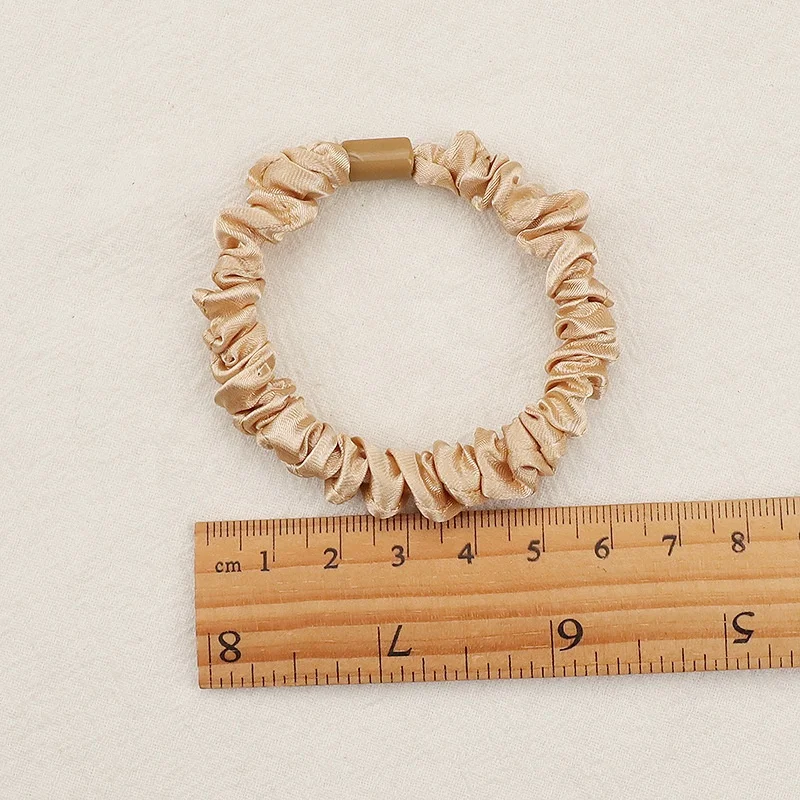 Wholesale Silky Skinny Small Scrunchies Hair Bow Ties Ropes Bands Skinny Scrunchy Elastic Ponytail Holders for Women Girls