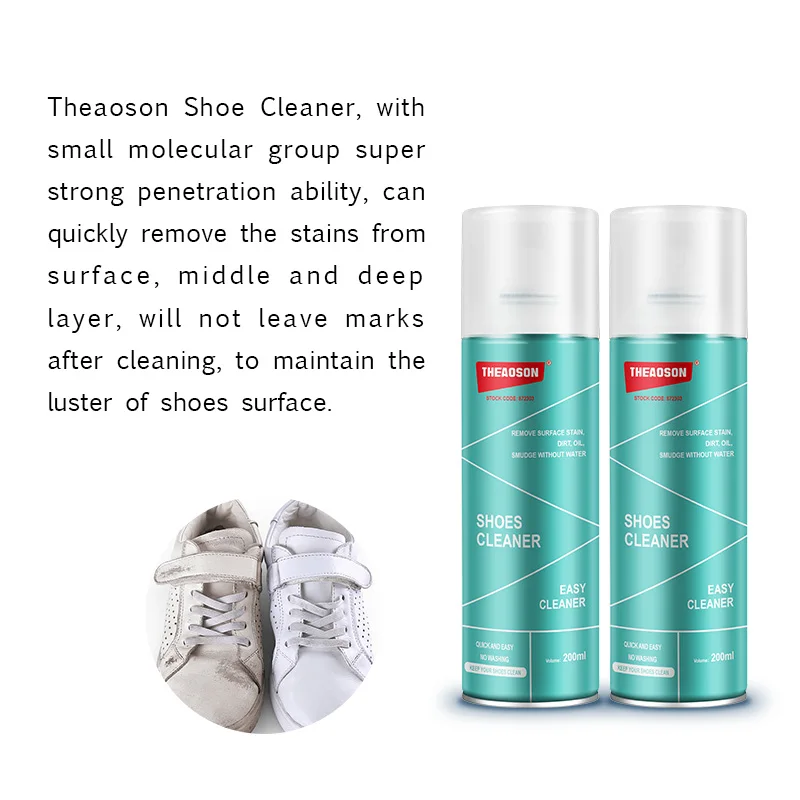 Theaoson shoes cleaner foam sneaker shoe cleaner multi-purpose foam cleaner spray no wash
