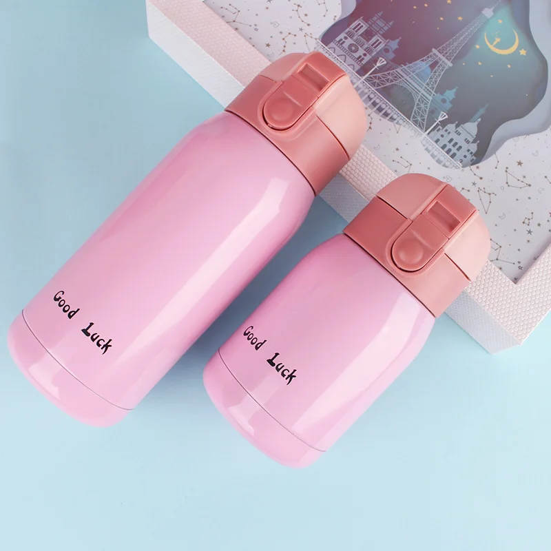 Kids Stainless Steel Straw Thermos Mug Cartoon Leak-proof Vacuum Flask Children Thermal Water Bottle Thermocup