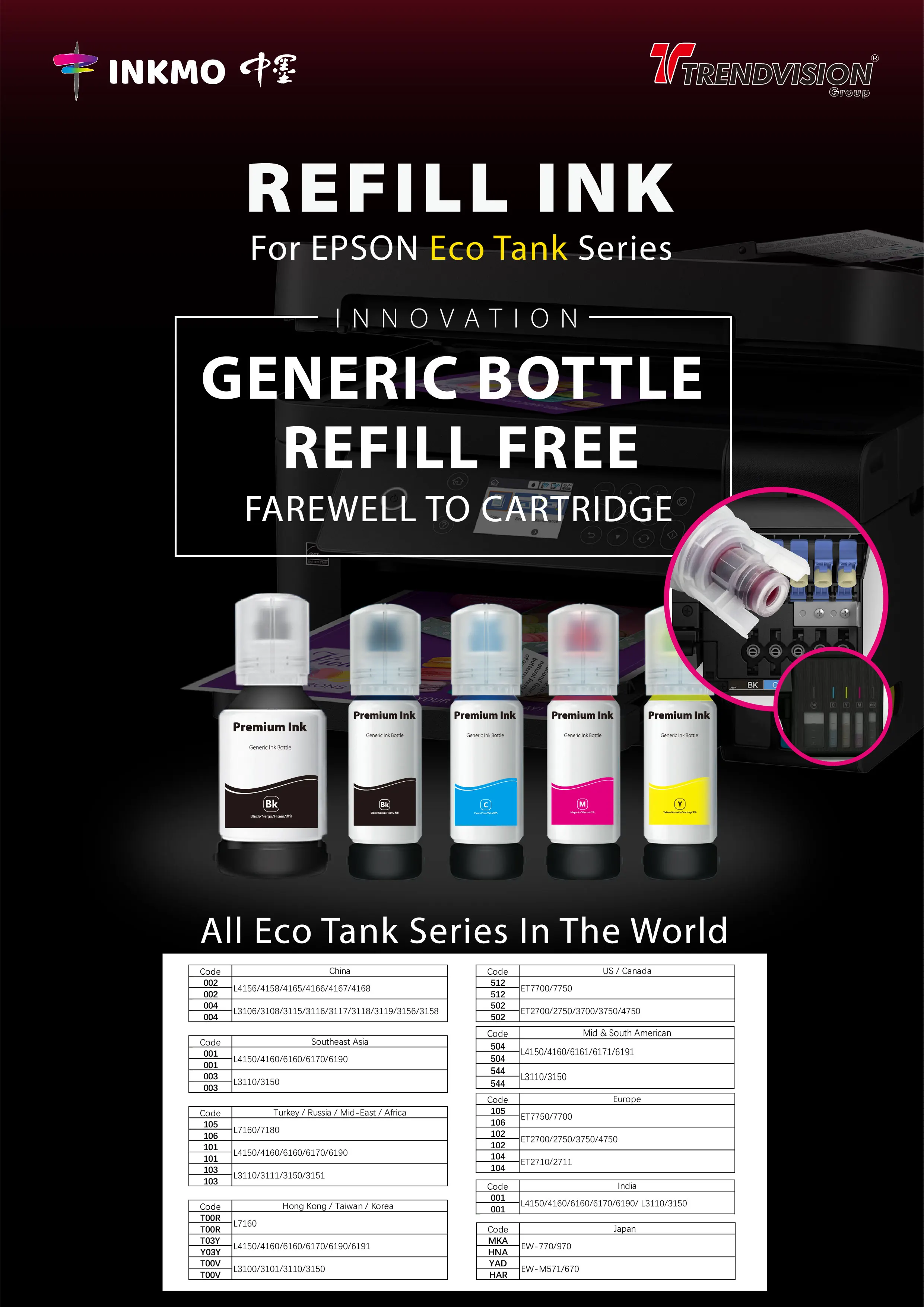 Trendvision 101 106 112 113 impressoras for epson printer l3110 for epson c5790 for epson l1300