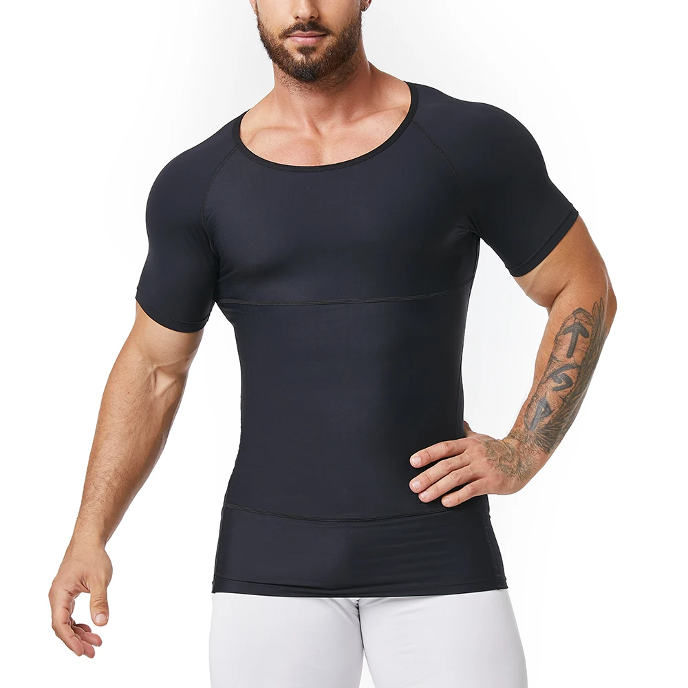 Mens Shapewear Tummy Control Compression Shirt Hide Gynecomastia Body Shaper Slimming Undershirt Corset For Men