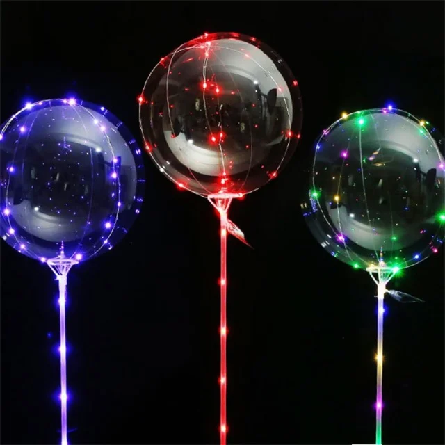 LED Bobo Balloons Transparent LED Light Up Balloons Clear Glow Balloons with String Lights for Party Birthday Wedding