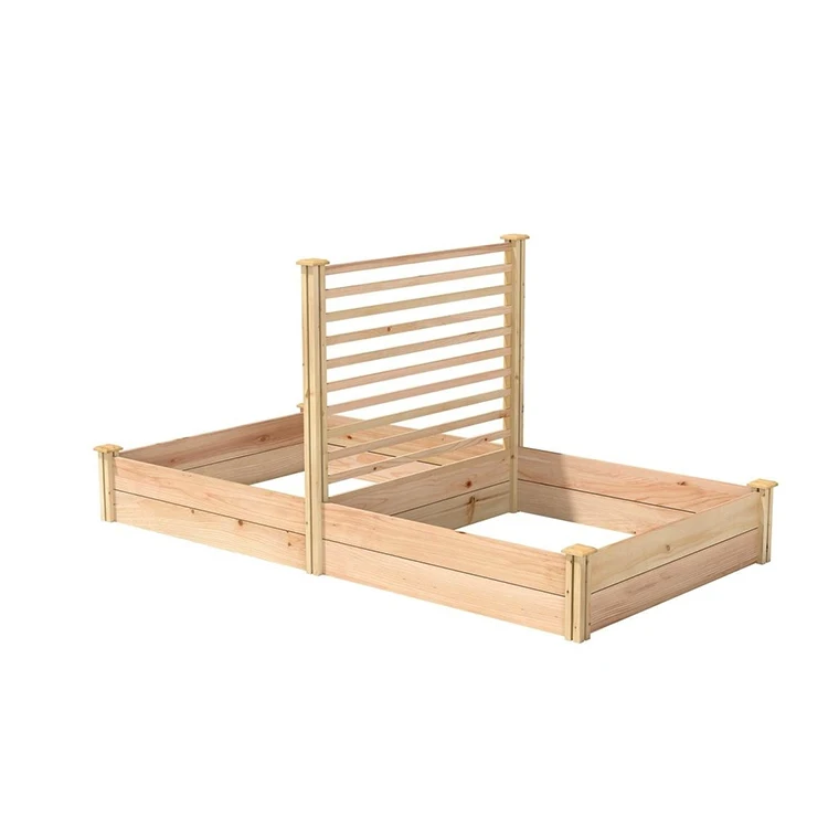 16 in x 48 in Solid Pine Wood Raised Garden Bed,Robust Free Standing Planter Box With Trellis