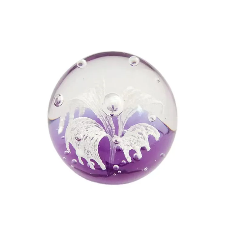 Handmade solid glass flower paperweight
