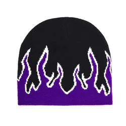 RTS Autumn New Design Knitted Hat Fashion Hip Hop Beanies Flame Pullover Hat Unisex Outdoor Cycling Warm Winter Hats