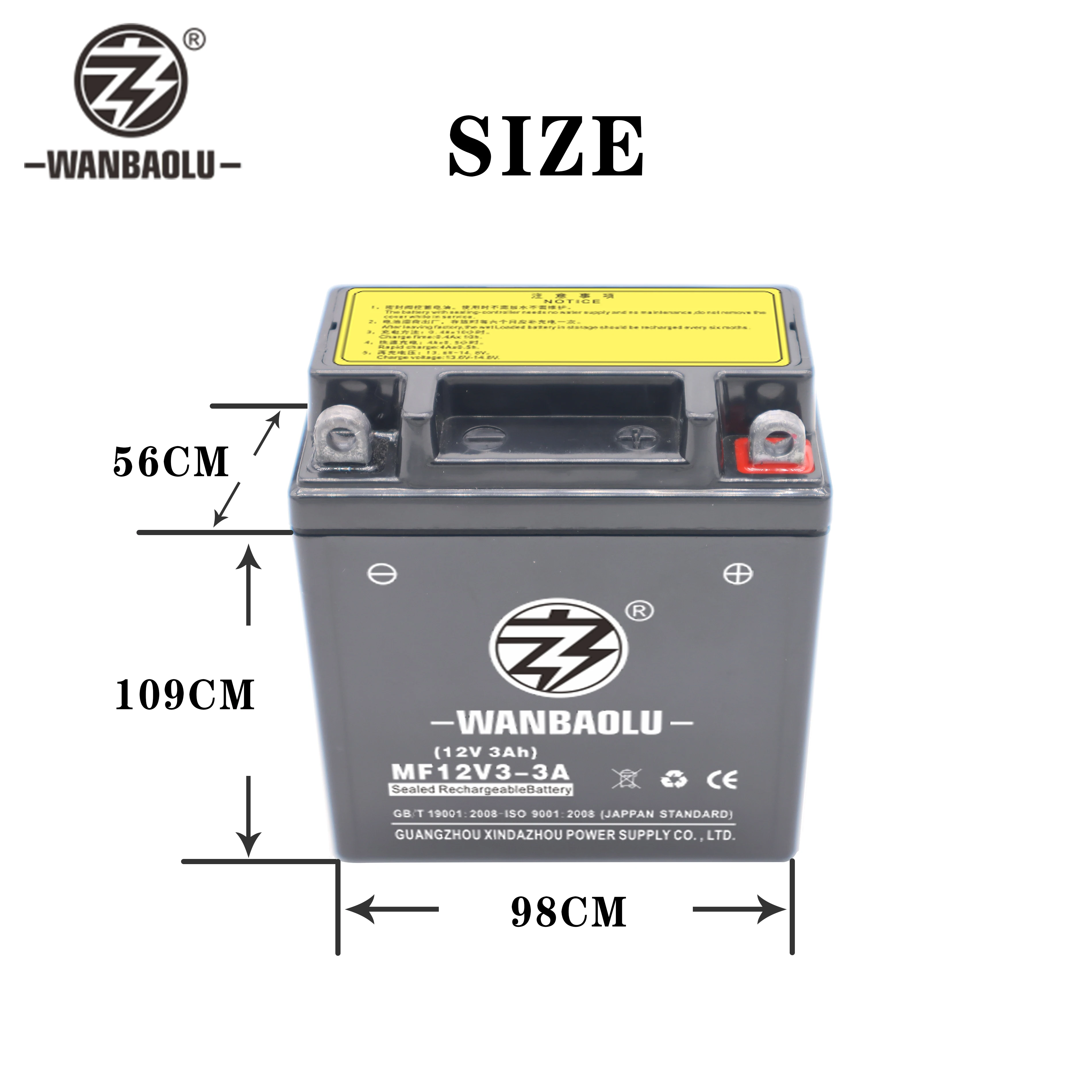 MF lead-acid battery 12V3A  lead acid batteries motorcycle battery YB3A 12N3L