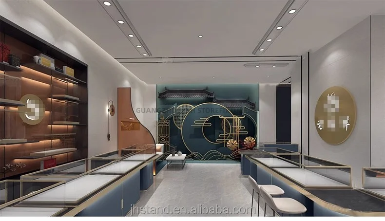 Luxury Jewelry Display Case Neck Model Jewelry and Gold Shop Free 3D Interior Design Earrings Display Stand Professional Design