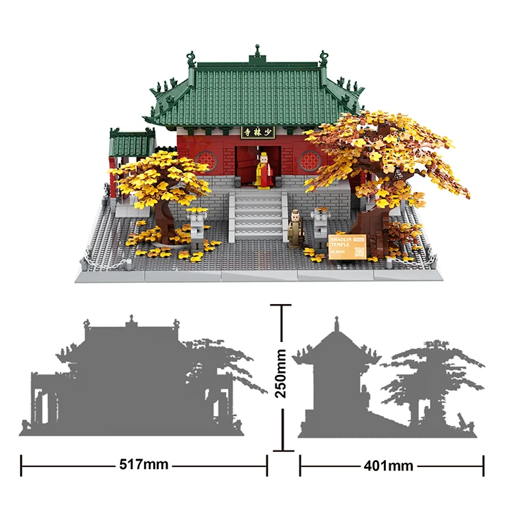 mini building block sets model toy home decoration Shaolin Temple brick toys