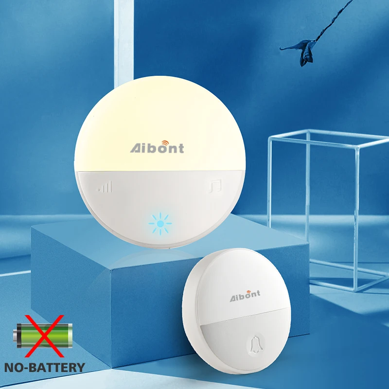 Waterproof Wireless Doorbell Smart Doorbell free Self powered Night light door bell  chime window and door accessory