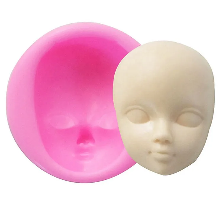 Y4848 Cute Doll Head Face Moulds Fondant Cakes Decor Tools Silicone Molds Sugarcrafts Chocolate Baking Tools