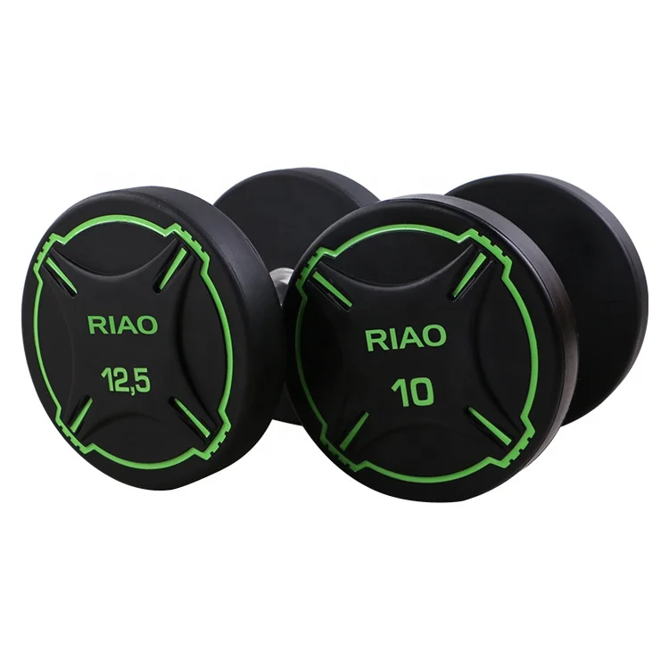 Commercial gym used round PU urethane dumbbells set