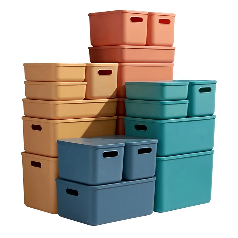Multiple Home Storage Organization Boxes Durable Plastic Division Storage Bins with lid