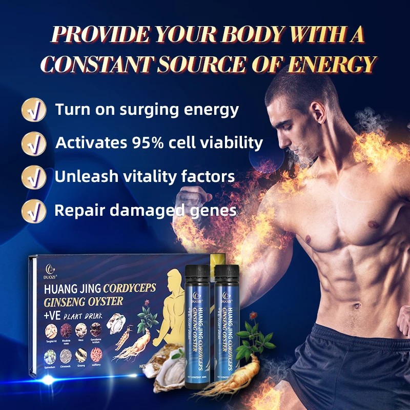 OEM ODM 10 Days Huang Jing Cordyceps Ginseng Oyster Men Power man power powder drink muscle strength promote energy