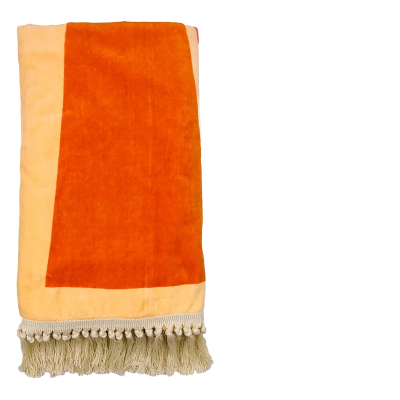 Premium 100% cotton soft beach Towel with tassel Pool suede Custom Luxury beach towel