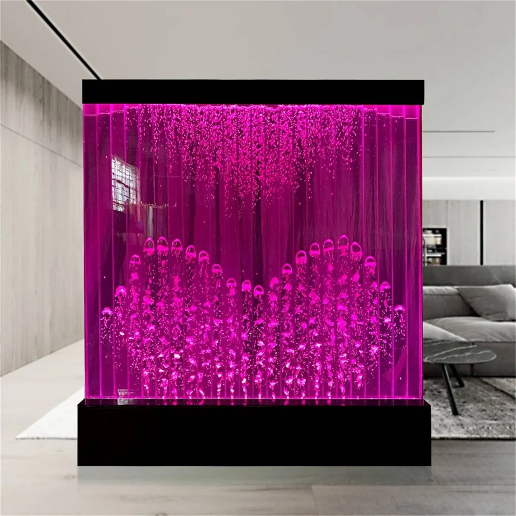 Indoor Rain Waterfall Glass Wall and Water Fountain Wall Water Bubble Wall Designs Home Decor Tiles Wine Cabinet