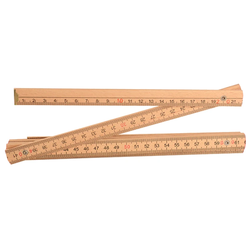 Natural beechwood 2 meters 10 folds wooden folding scale ruler with customized logo for promotion