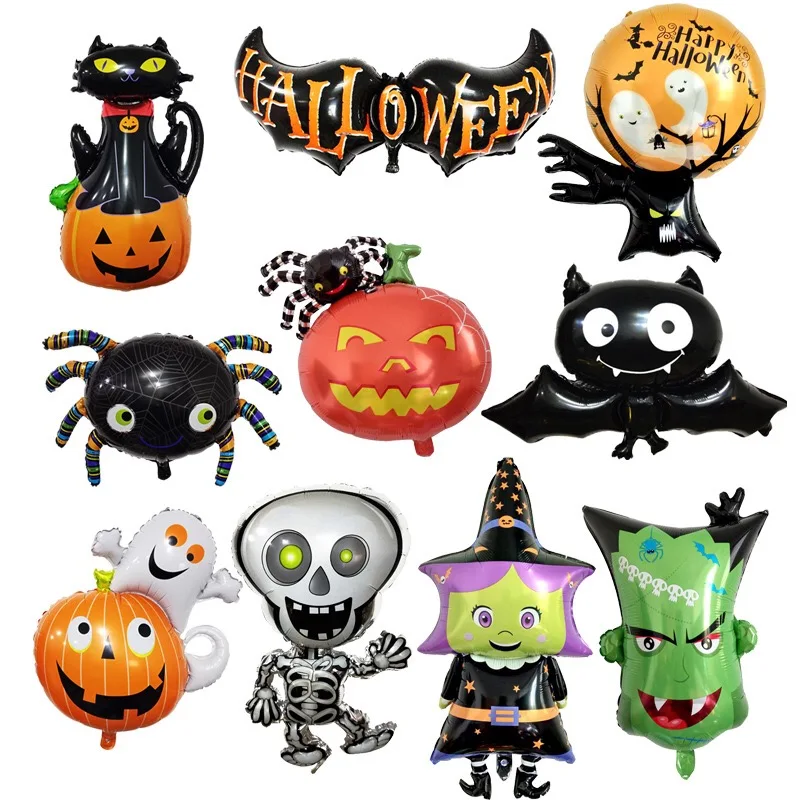 Halloween Inflatable Balloon Decoration 2019 Aluminium Foil Halloween Balloon Kid Toys Outfits Witch Pumpkin Bat Spider GHost