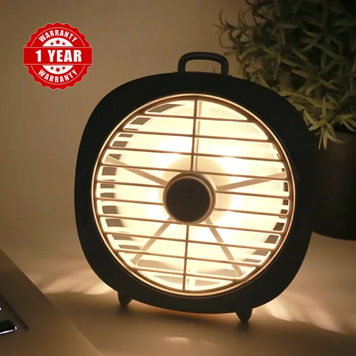 ROSH FCC BSCI DC brushless fan Office Home Rechargeable Battery portable mini USB Desk Fan with nigh light
