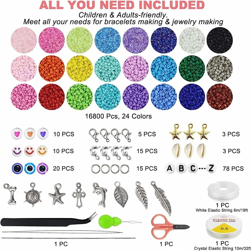 Wholesale 2mm Glass Crystal Rice Bracelet Charm Large Hole Set Custom DIY Beaded Necklace Bracelet For Jewelry Craft Making Kit