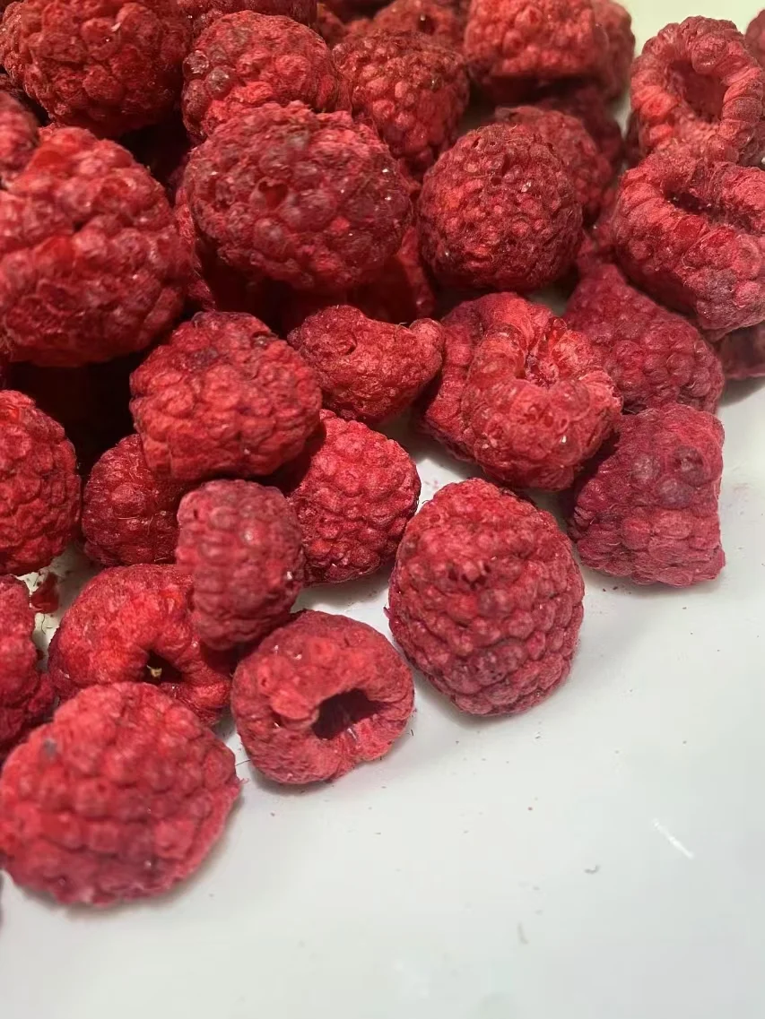 Organic Freeze-Dried Raspberry Snack GMO-Free Whole and diced FD fruits in Powder form preserved with Natural Syrup