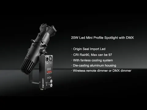 VanGaa 20W Mini DMX Theater LED Ellipsoidal Reflector Profile Leko Spotlight Light for TV