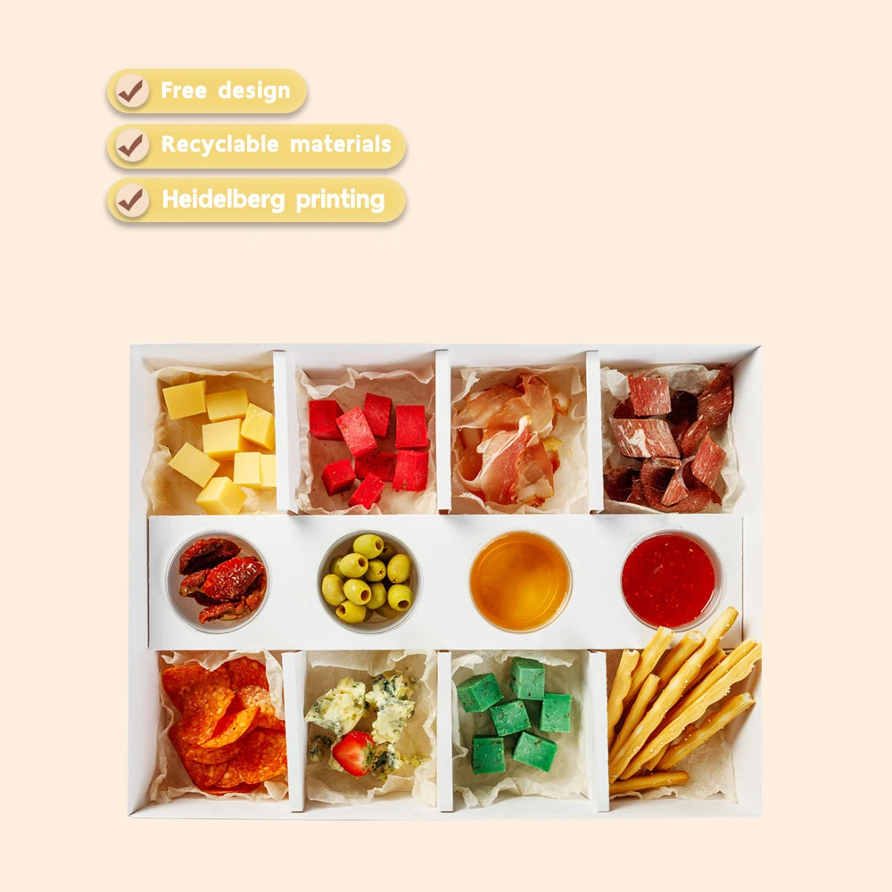 Wholesale Food Boxes Take Away Cake Box Trays with Divider Paper Boxes for Sweets