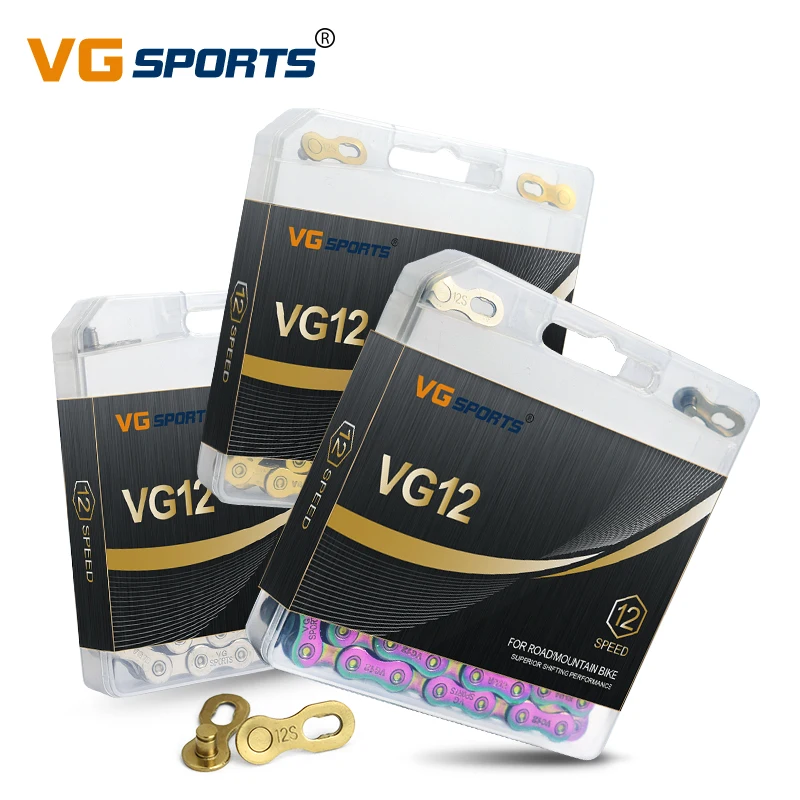 Спортивная Сверхлегкая велосипедная цепь VG 12 Скоростей 126 звеньев серебряная Радужная из титана и золота цепи для горного велосипеда
