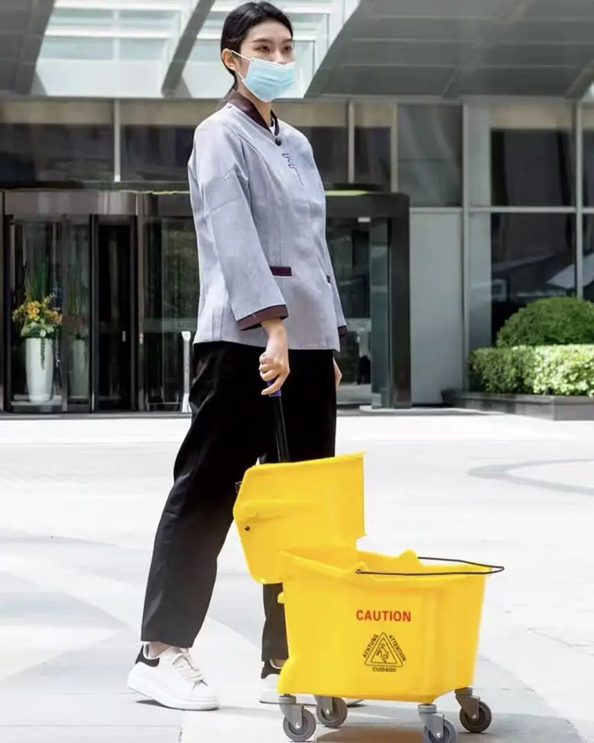 32L Plastic Floor Mops Bucket with Wheels Small Squeeze Wringer for Household Cleaning Tools & Accessories