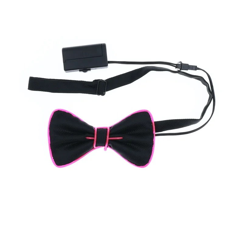 Wholesale Hight Quality Light Up Pink Bow Tie, Glowing EL Wire