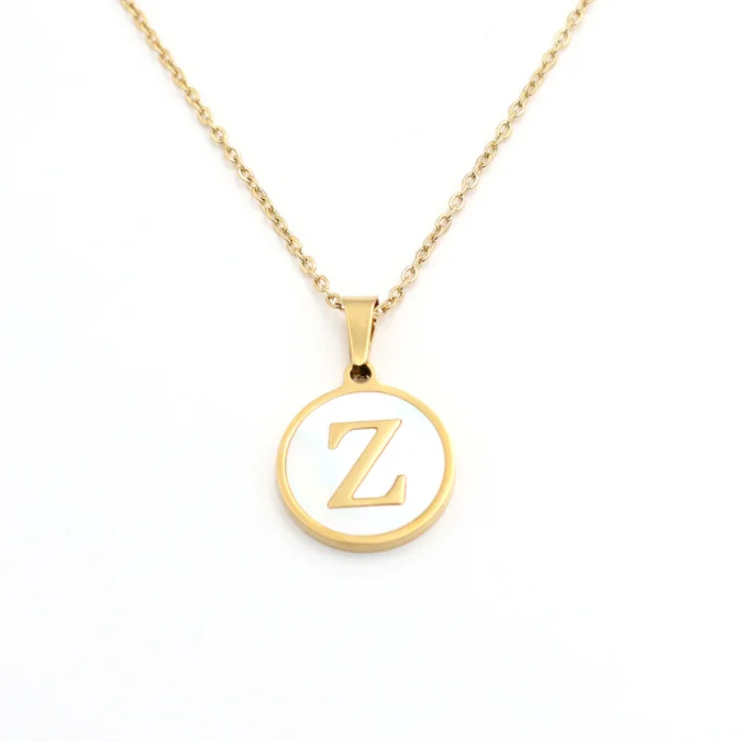 Waterproof Fashion Jewelry Trendy Style Popular Stainless Steel Gold A-Z Letter Pendant Women Necklaces