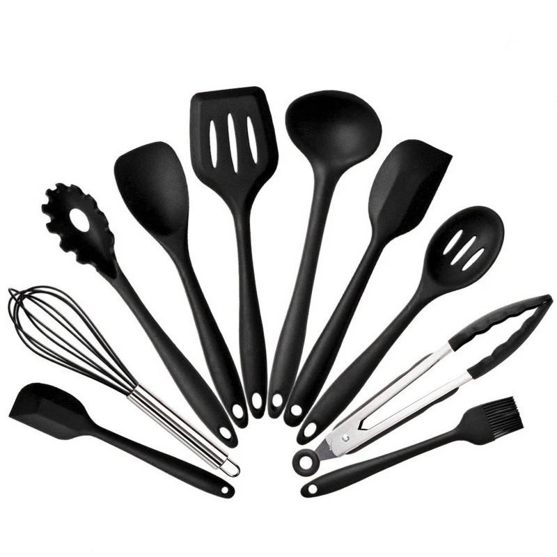 soft spatula silicone kitchen cooking tools kitchenware utensils set 12 pcs with wooden handle