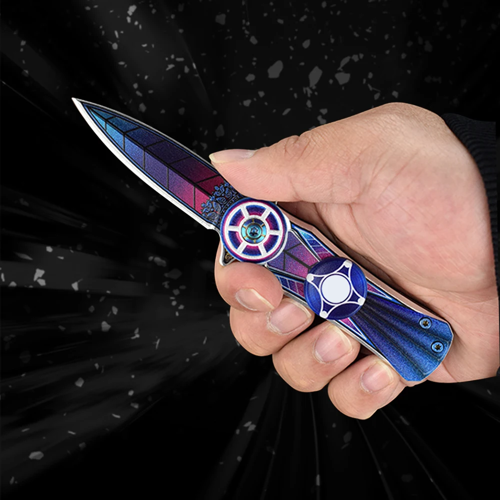 Hot sale Wholesale Outdoor Stainless Steel Blade metal handle fidget spinner pocket knife Folding Knife Unboxing knife