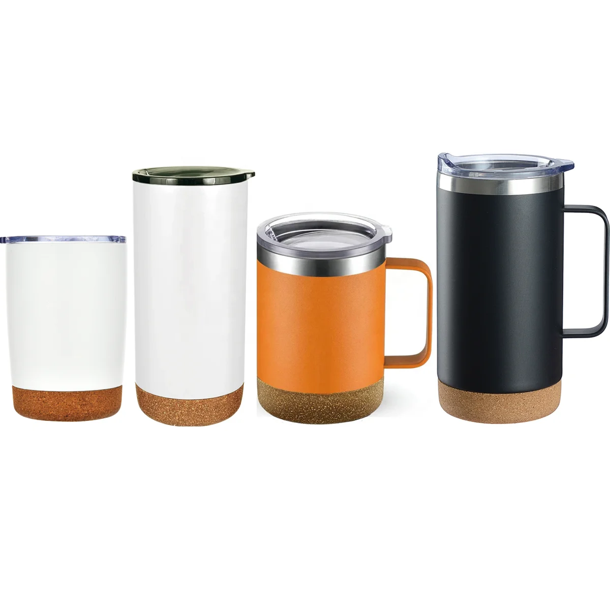 12oz 16oz double wall vacuum insulated stainless steel coffee cork bottom mug tumbler with cork base coaster eco friendly