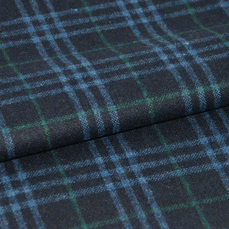 Wholesale Italian high quality thin suit polyester blend check wool fabric