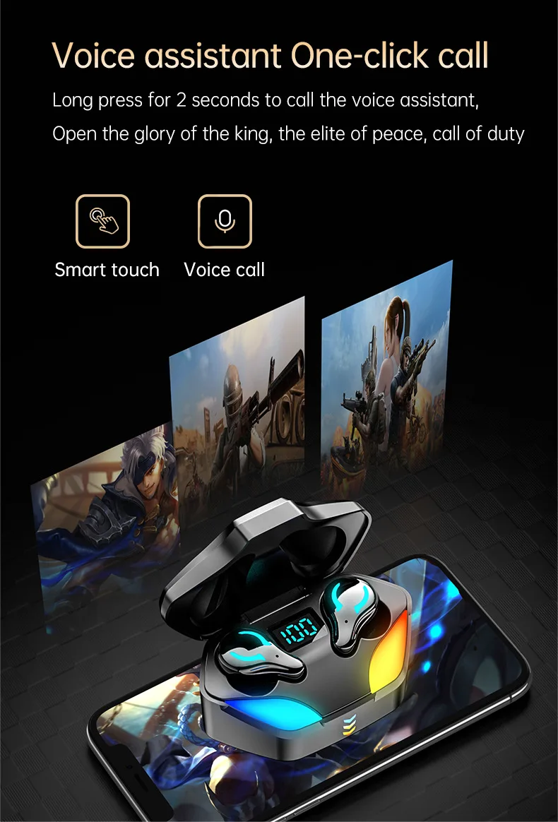 Wireless Earphones X1 TWS Earphone 9D Stereo Music Headset 5.3 Touch Earbuds Gaming With Charging Box