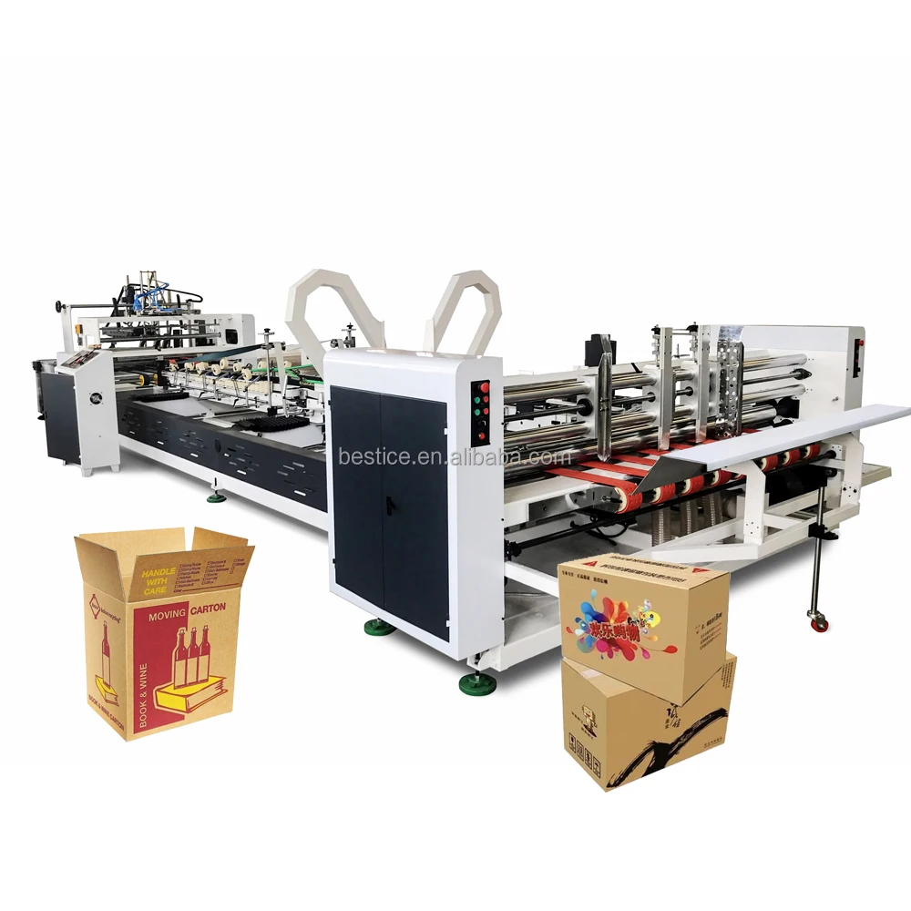 QZXJ-2600 Automatic folding carton box gluing machine for small and big Size cardboard folder gluer