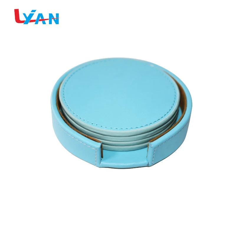 Best price custom logo round leather cup coaster for car cup holders